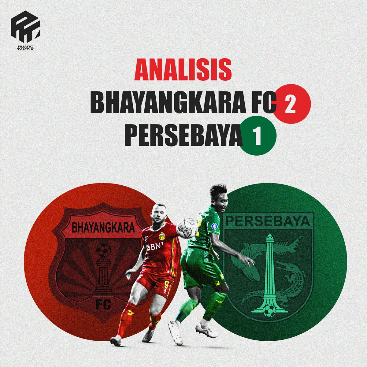 ruangtaktik's tweet photo. [ANALISIS PERSEBAYA SURABAYA VS BHAYANGKARA FC]

Pertarungan taktikal menarik terjadi kala Bhayangkara menang dramatis 2-1 atas Persebaya. The Guardians mengubah pendekatan cara menyerangnya, setelah di babak pertama upaya serangannya berhasil dilucuti Bajul Ijo. https://t.co/Qw82RjSruA