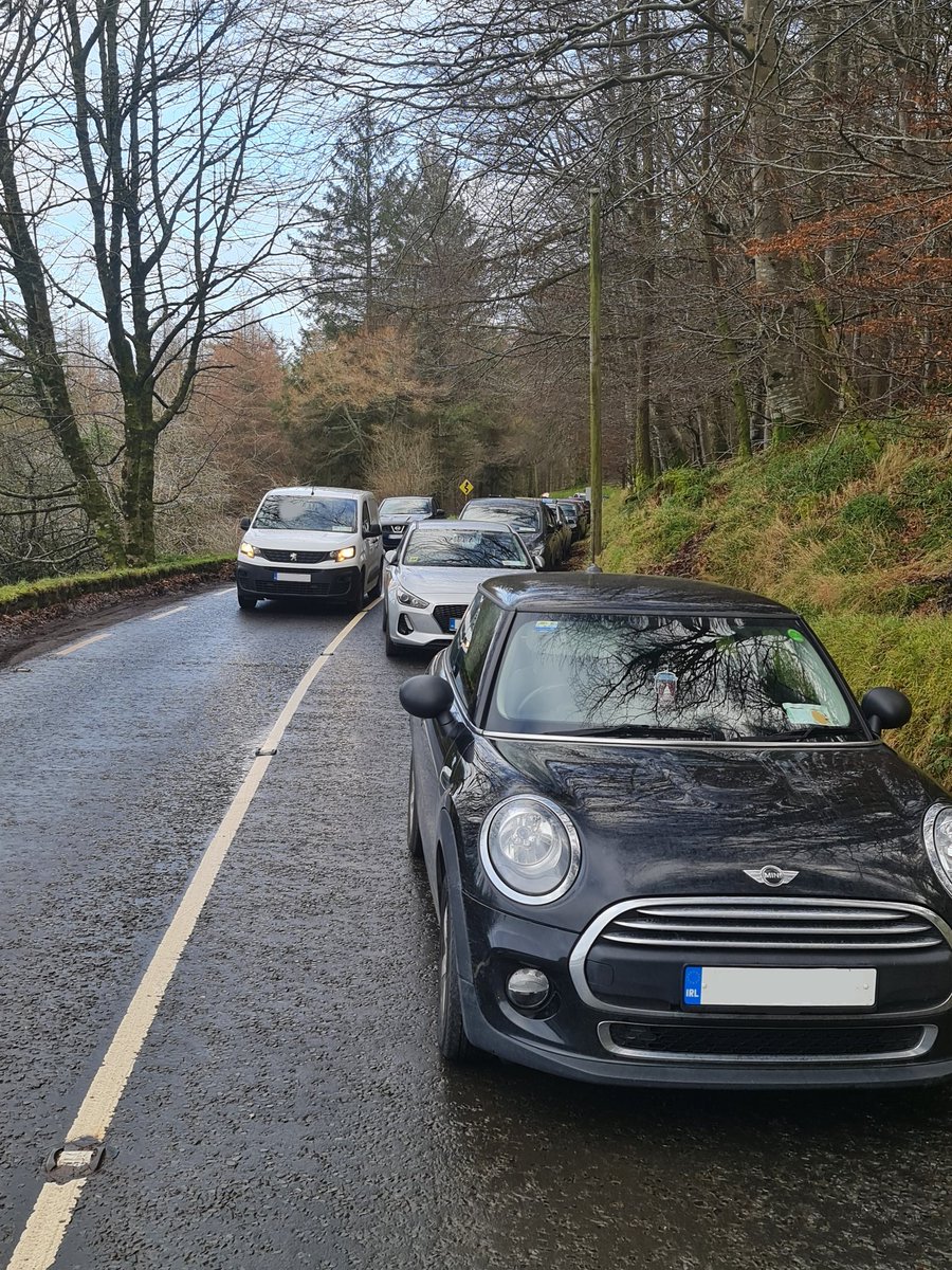 Hopefully occurances like this will greatly reduce from 1st February when regulations apply to double the fixed charge penalty to €80 for motorists caught parking on footpaths, cycle tracks and bus lanes. Having a #clearway is essential for #walkers #cyclists &amp; #Mobility users.