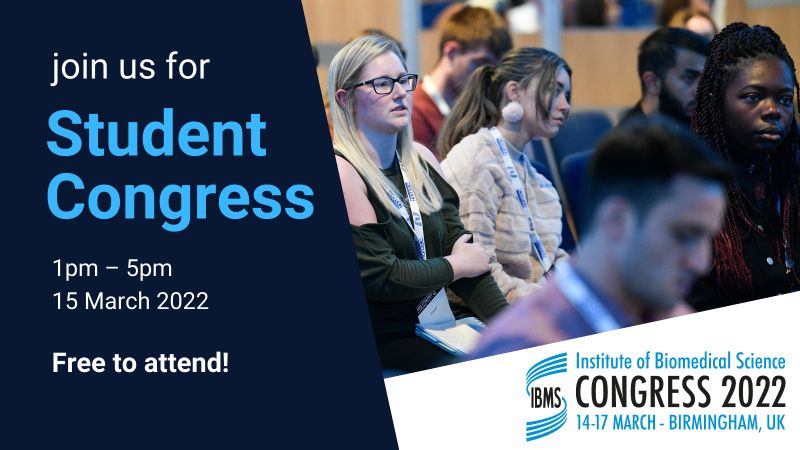 IBMScience's tweet photo. Calling all students! Join us for IBMS Student Congress 2022 - a fabulous day packed with speakers sharing the latest information on careers, securing employment &amp; lab placements in biomedical science.

🌟 Register now: https://t.co/yK5Jypu6jh https://t.co/ih9s7SvD53