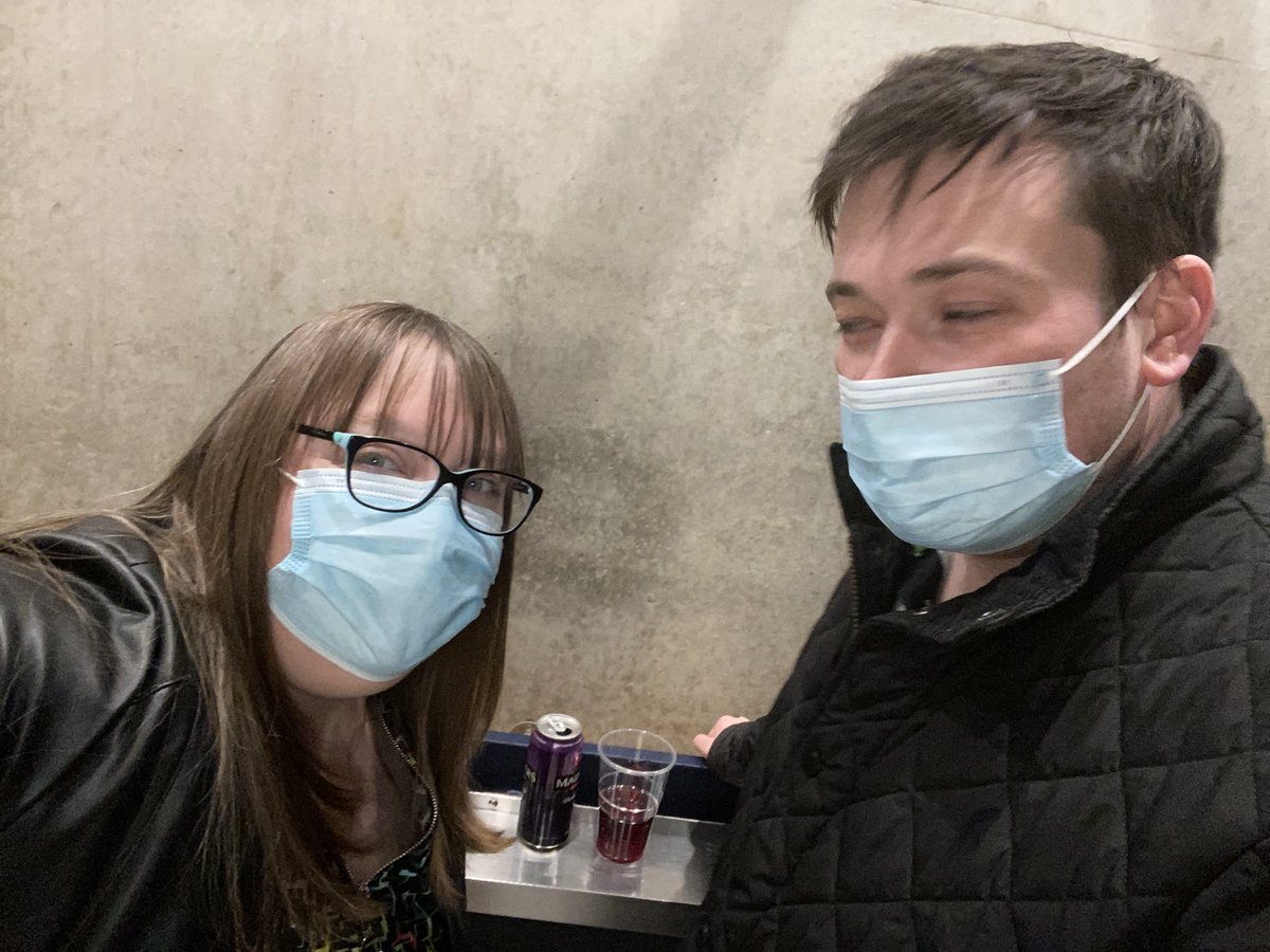 With the hubby for birthday night out ready for <a href="/JasonManford/">Jason Manford</a> tonight at MK! We are smiling under our masks Jason!