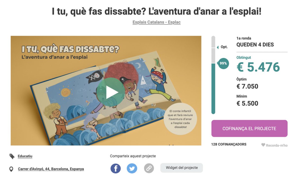 goteofunding's tweet photo. ⌛️ Ha arribat el dia!

🤗 Estem al 99% d'aconseguir publicar el millor conte il·lustrat de @pol_lenedicions sobre l'aventura d'anar a l'esplai i pots ser tu qui ho acabi de fer realitat

🥳 Entra a https://t.co/Qkq460DncY, aconsegueix el teu exemplar i celebrem-ho avui mateix! https://t.co/cUseqv074a
