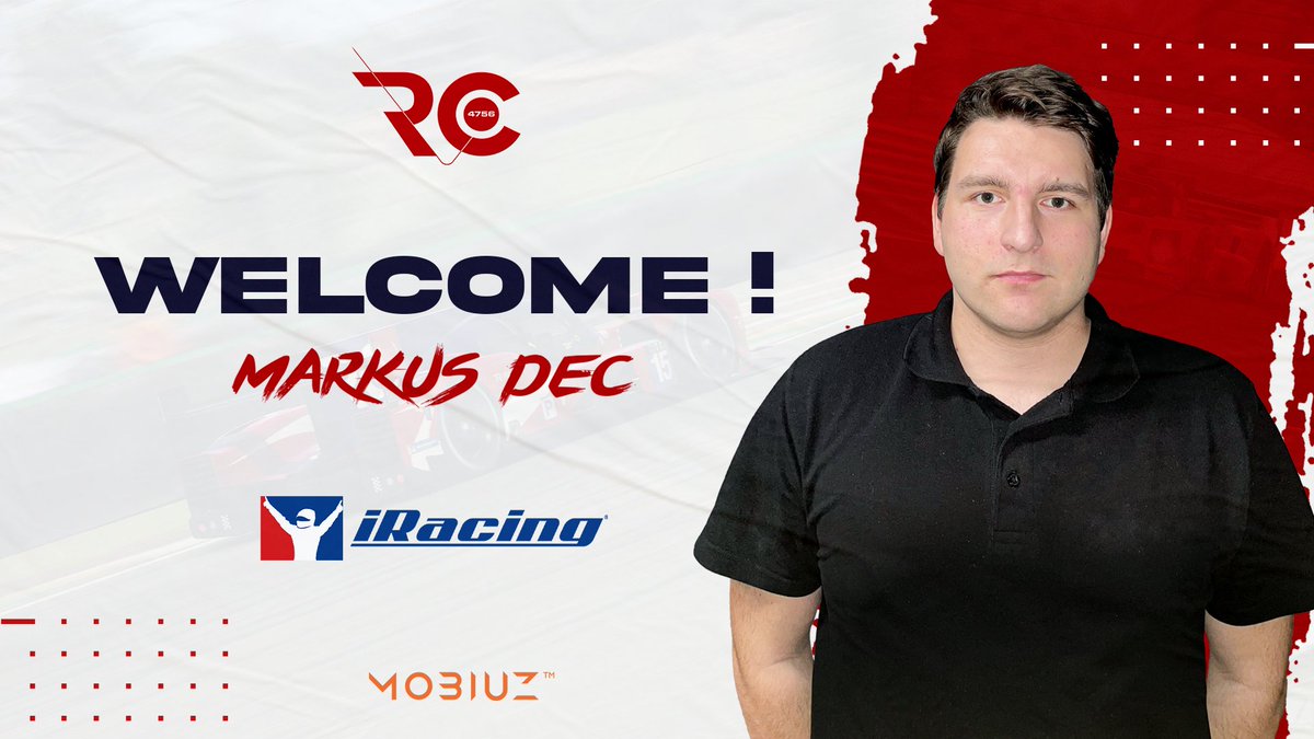 #RC | Announcement 

Please welcome <a href="/markusdec/">Markus Dec</a> 🆕 

He joins our #iRacing team and will be present from this weekend for the iRacing Daytona 24 special event 🏎️

#FortheREDS #FortheWIN