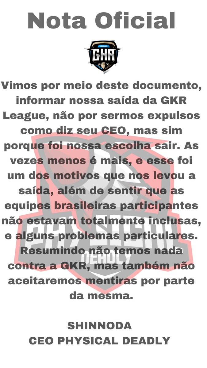 Physical Deadly (@deadlyphysical) on Twitter photo Bom dia, aqueles que nos seguem e nos admiram, aqui esta um resumo da nossa saída da <a href="/GkrLeagues/">GKR – Gold Edition</a> . Para que não ficasse muito longo fizemos esse pequeno texto. Quem nos conhece sabe do quanto nos dedicamos ao cenário. E não aceitaremos mentiras! #GOPHYSICAL Bom dia, aqueles que nos seguem e nos admiram, aqui esta um resumo da nossa saída da <a href="/GkrLeagues/">GKR – Gold Edition</a> . Para que não ficasse muito longo fizemos esse pequeno texto. Quem nos conhece sabe do quanto nos dedicamos ao cenário. E não aceitaremos mentiras! #GOPHYSICAL