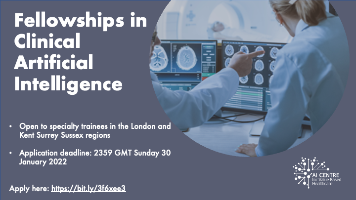KingsImaging's tweet photo. Apply now: @AI4VBH Fellowships in Clinical Artificial Intelligence- 1yr post @ 2d/wk, starts May. Open to specialty trainees in London &amp; KSS.  
@NHS_HealthEdEng supported. Gain expertise deploying state-of-the-art AI in live hospital workflows. More info: https://t.co/tEmoJtoujt https://t.co/OvkZrVfuFW