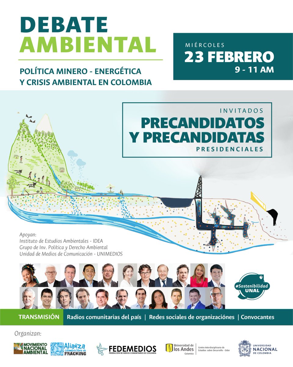 idea_un's tweet photo. #DebateAmbiental2022 porque el tema #Ambiental es #Vital para Les invitamos a participar en este espacio que estamos convocando junto a @ColombiaNoFrack
@UNALOficial
@idea_un
@EstrategicaUNAL
@Uniandes
@CiderUniandes
y @Fedemedios_co
@unimedios
#CrisisAmbiental https://t.co/YDzupQ0Ba3