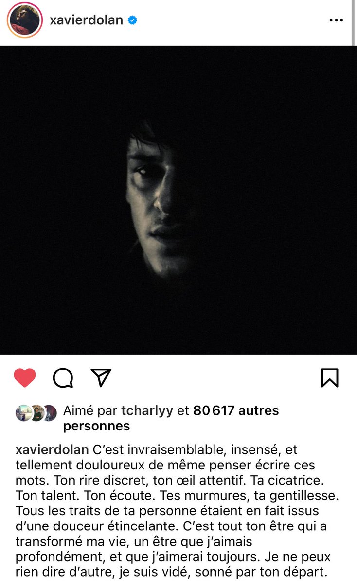 MehdiOmais's tweet photo. Qu’ils sont beaux, simples et émouvants les premiers mots de Xavier Dolan pour Gaspard Ulliel.

(Via Instagram) https://t.co/3uzVFzmaBA