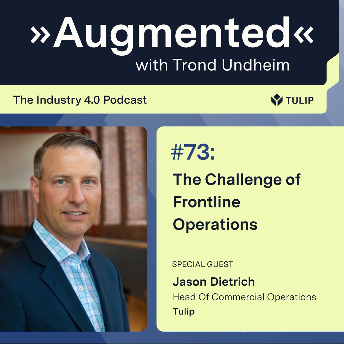 AugmentedPod's tweet image. Jason Dietrich, H of Commercial Ops @TulipInterfaces is on ep #73 of @AugmentedPod, hosted by futurist @Trondau
-What will #industrialoperations look like over the next decade?
Web: augmentedpodcast.co/the-challenge-…
Apple: podcasts.apple.com/us/podcast/id1…
#frontlineoperations #manufacturing #sales