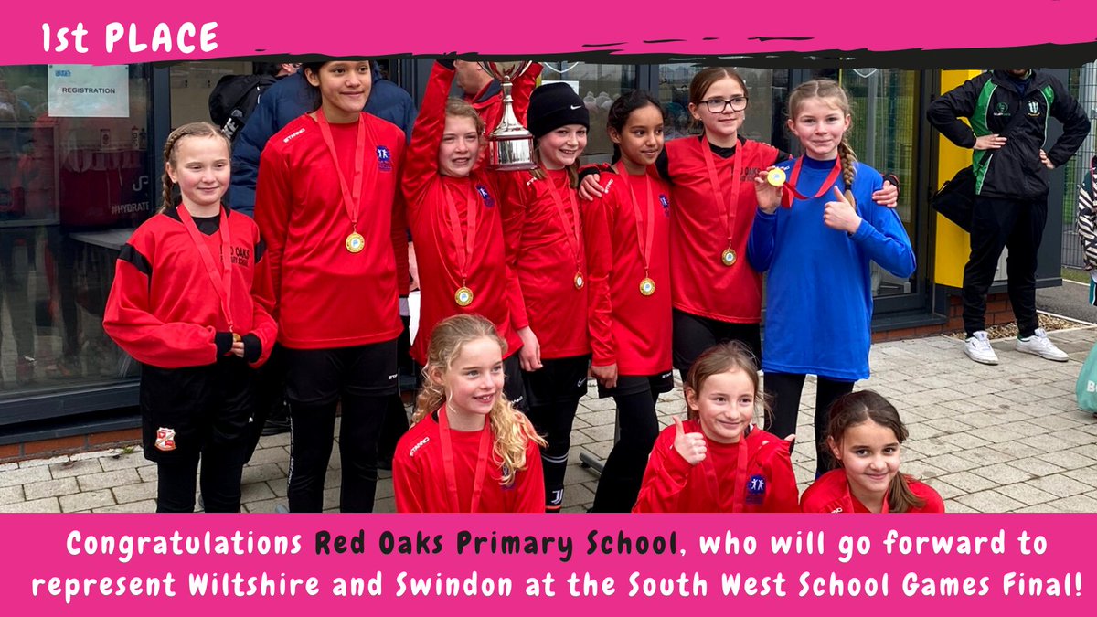 Congratulations to Red Oaks Primary School for winning the Girls County Football Tournament yesterday! Amazing effort from all players! Good luck in the South West School Games Final! ⚽️ #ThisWiltsGirlCan #WiltsSG @YourSchoolGames