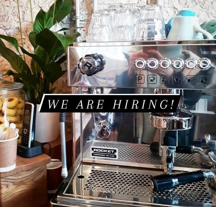 *WE ARE HIRING*
We are looking for someone to fill a part time vacancy in the espresso bar on Fridays &amp; Saturdays. There is also an opportunity for more hours in the week. 
No previous experience is necessary as you will receive barista training.