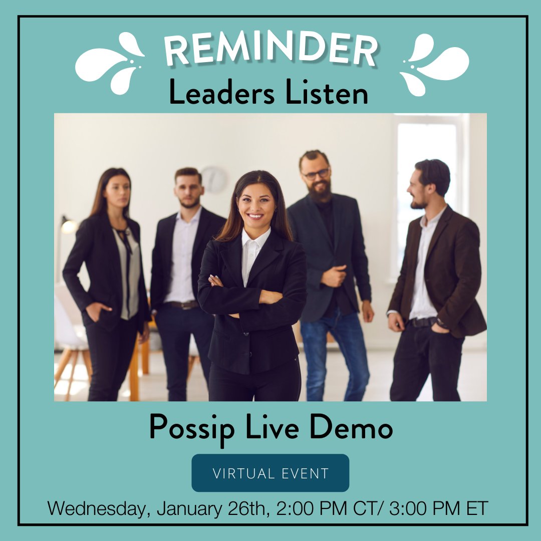 PossipIt's tweet image. 🎤 Interested in hearing from your community? Don&apos;t forget to register for our upcoming live demo! Happening Wednesday, January 26th from 2:00 - 2:30 PM CT! 

Register here: zcu.io/LHUl 

#possip #possipdemo #edtech #engagement