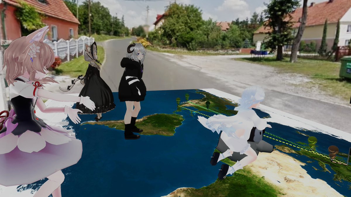 black1100VRChat's tweet image. 今夜は珍しく私がゲームワールドで勝てました🤗✨
世界中のストリートビューから、それがどこかを当てるゲーム #Geolocator です🌏
難しすぎる写真もあったりしましたが、皆でわいわいするのは楽しかったですw
#VRChat_world紹介