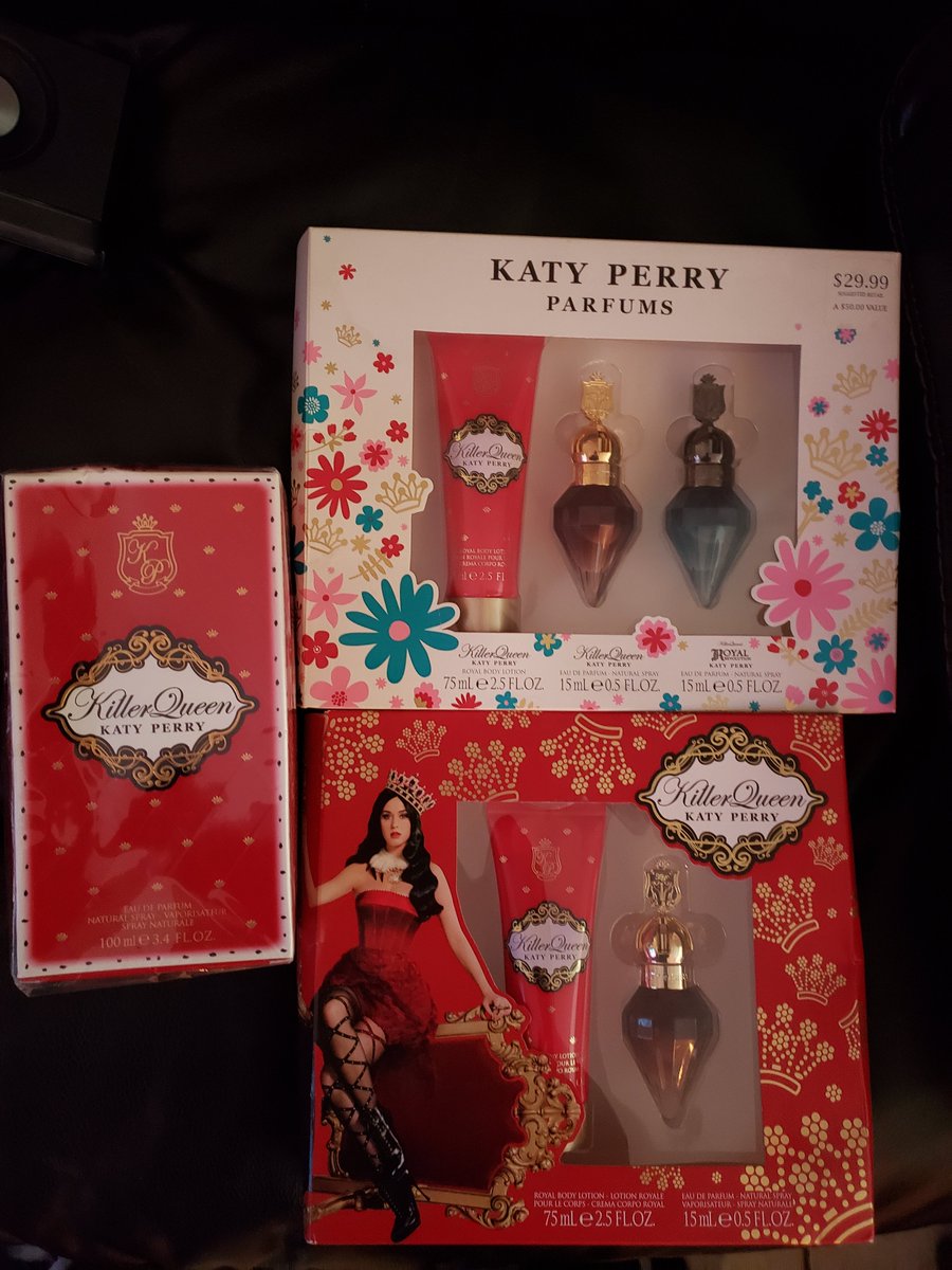 AngelTheKatyCat's tweet photo. ⚠️Hey #KATYCATS 🌟❤
I'm selling a bundle of Katy's Killer Queen Perfume Sets.  Brand NEW! including purse bag. DM If interested!❤❤😼
 [RT Plz]❣ #katyperry https://t.co/LBB25K2E95
