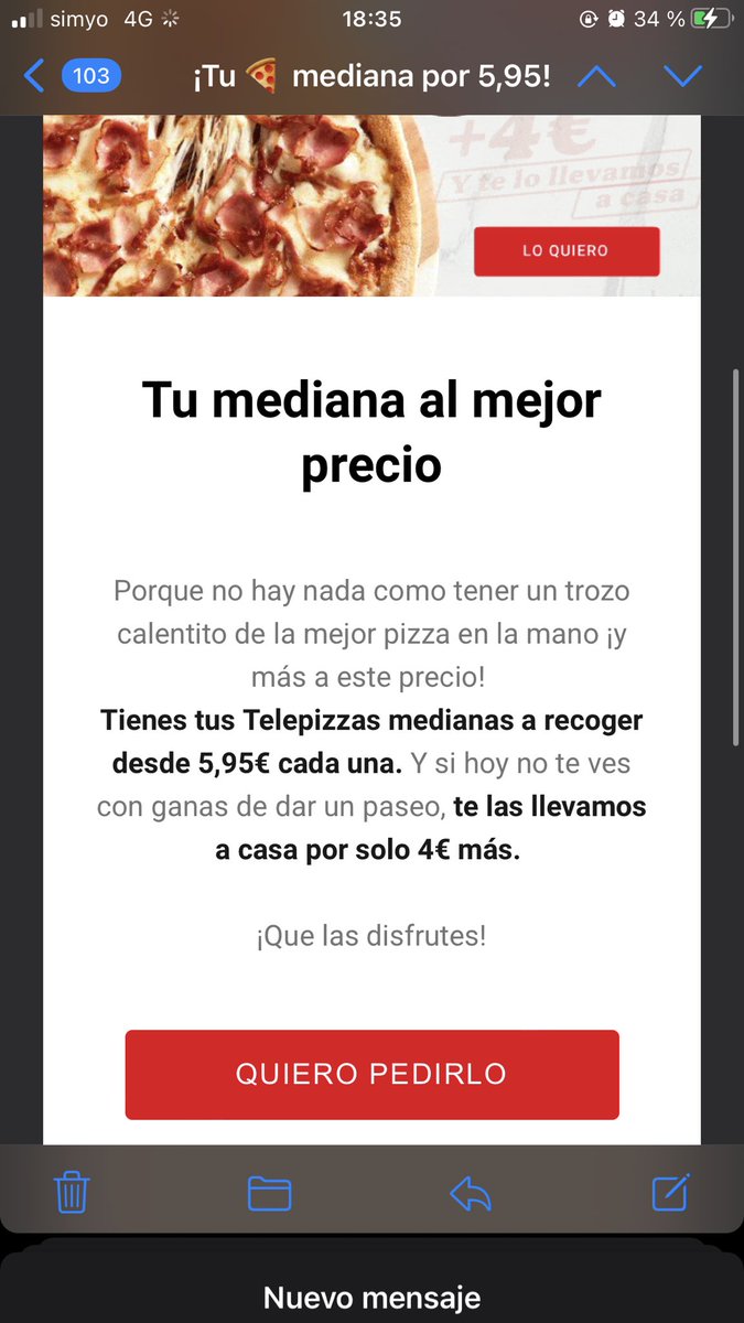 Lauriittaa17's tweet photo. Por casi una pizza más te lo llevamos a casa.  Parece una broma @telepizza_es y más en un pueblo https://t.co/qv5h7CRI3o