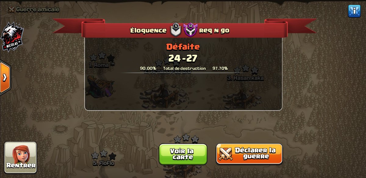 2eme journée en <a href="/bw_coc1/">Black Widow</a>  mixte et malheureusement encore une défaite 

Début difficile dans cette compétition 😒

GG a vous <a href="/MORTEMESPORTS7/">MORTEM ESPORTS</a>  good war