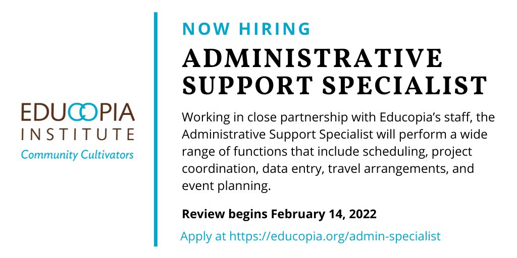 Are you a master calendar wrangler? 📅
A professional planner? 📒
A team player and problem solver? 💡

Join @Educopia's team of fully remote community cultivators: https://t.co/4MwuQssvm6 