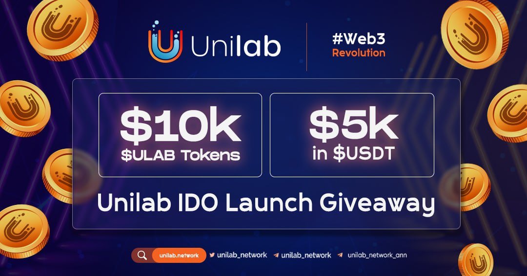 🚀 It's time to celebrate #Unilab's launch with a MASSIVE #Giveaway ! 🚀

✅ $10,000 in $ULAB tokens
✅ $5000 in $USDT
✅ Help from the Unilab team in building your own token

To maximize your chances to win, perform as many tasks as possible! 

Link:👇
gleam.io/competitions/1… 👈