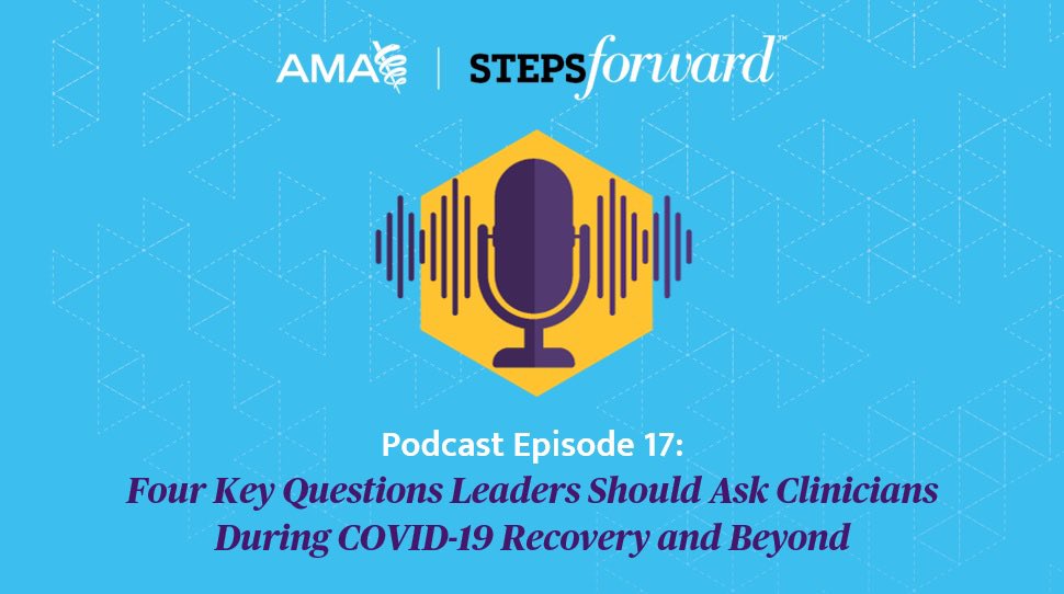 As #COVID19 continues to surge, physician burnout is on the rise. How can we support clinicians? I had the pleasure of joining Jill Jin, MD, MPH on this week’s #AMAStepsForward podcast to discuss the four key questions leaders can ask their clinicians. spoti.fi/32e9D8x