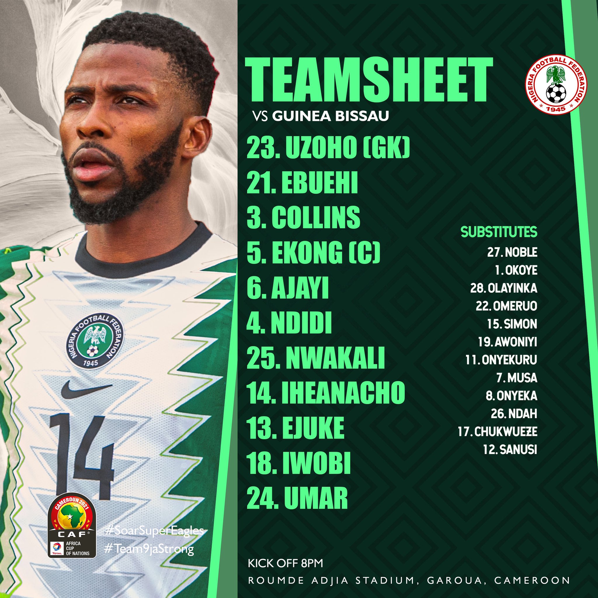 🇳🇬 Super Eagles on X: &ldquo;How we line up vs #GuineaBissau tonight 