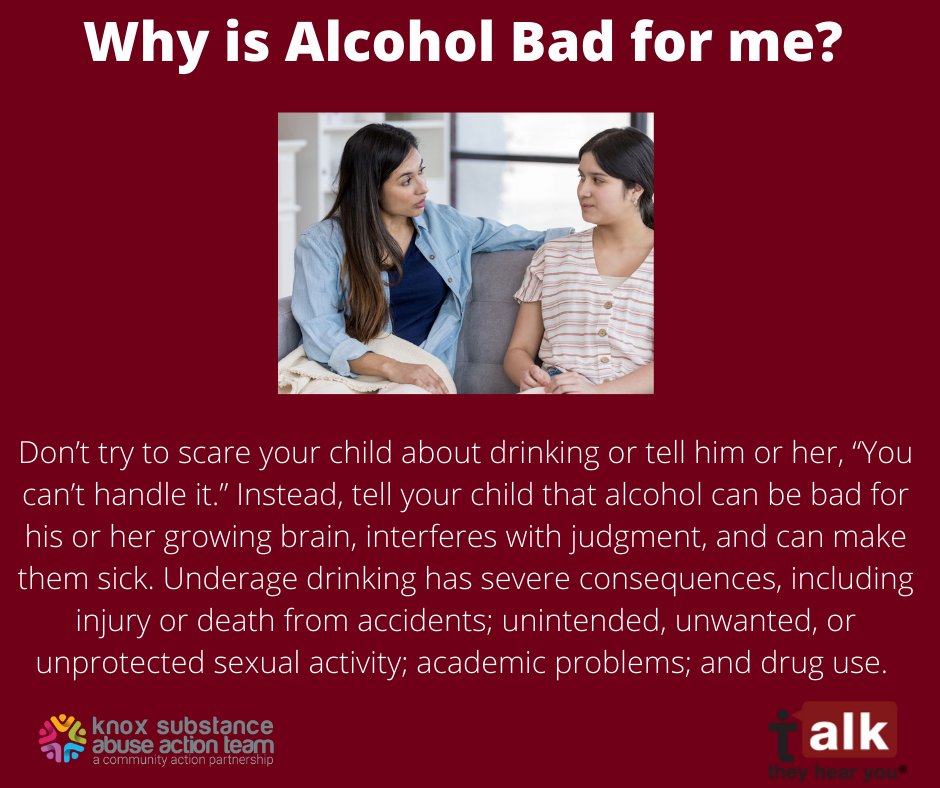 We Can #buildthebond Wednesday! Children and Teenagers are naturally curious. Be a good role model for them and explain the dangers of underage drinking. You can learn more at samhsa.gov/talk-they-hear…