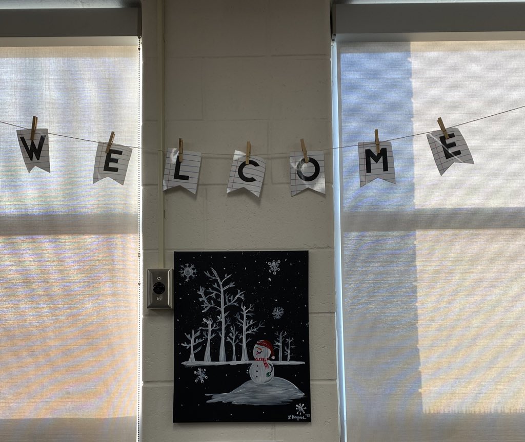 Welcoming back our learners with my latest <a href="/yaymaker/">Yaymaker</a> painting. I’m not an artist, but to the students, I’m as good as Jacob Lawrence. #art #paintings #winter 🎨💕☃️❄️