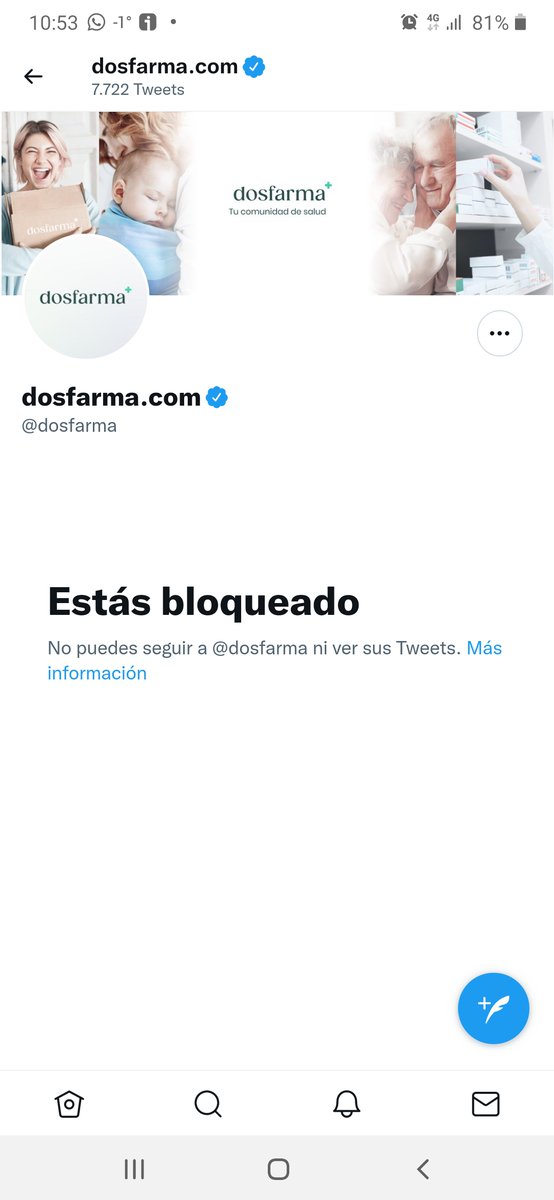 AnaHNavas's tweet photo. @maryhelenalonso @dosfarma A mi @dosfarma me ha bloqueado por protestar https://t.co/GklCvADtMK