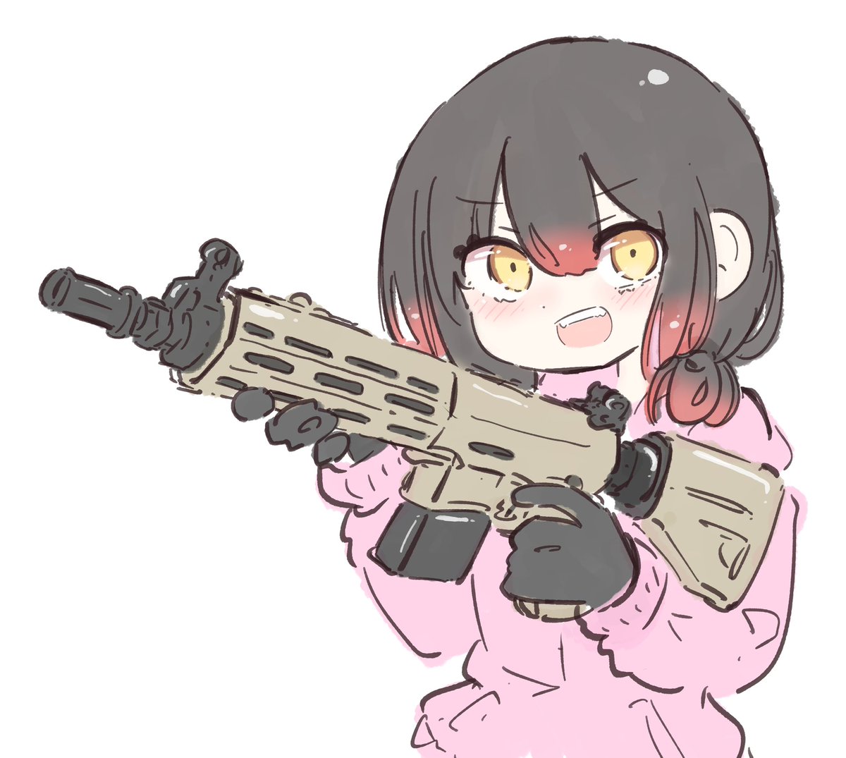 roboco-san 1girl solo gun weapon holding holding gun holding weapon  illustration images