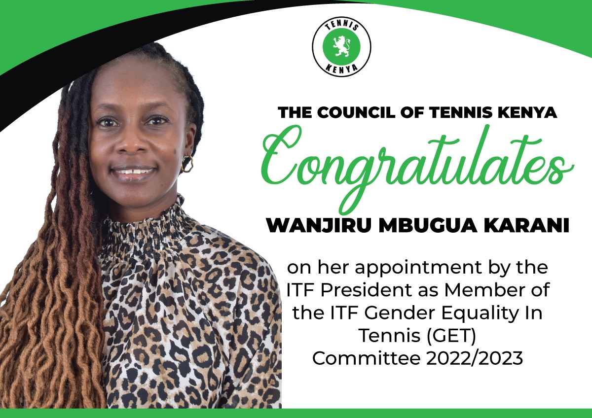 CarolRadull's tweet photo. I wish to congratulate
1. Mr. James Kenan on his appointment by the ITF president as a member of the ITF wheelchair council.
2. Madam Wanjiru Mbugua Karani on her appointment by the ITF president as a member of the ITF Gender equality in Tennis committee.
Well done!
#TheGamePlan https://t.co/8zmaewKzjV
