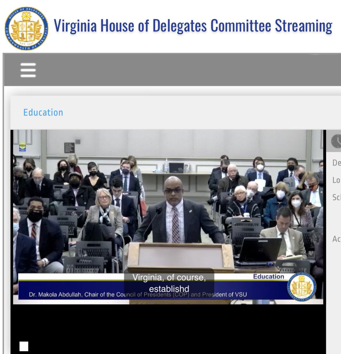ElPolitiks's tweet photo. At the VA General Assembly with President @makolaabdullah testifying on behalf of the Council of Presidents and @VSU_1882 https://t.co/XmygqeF4va