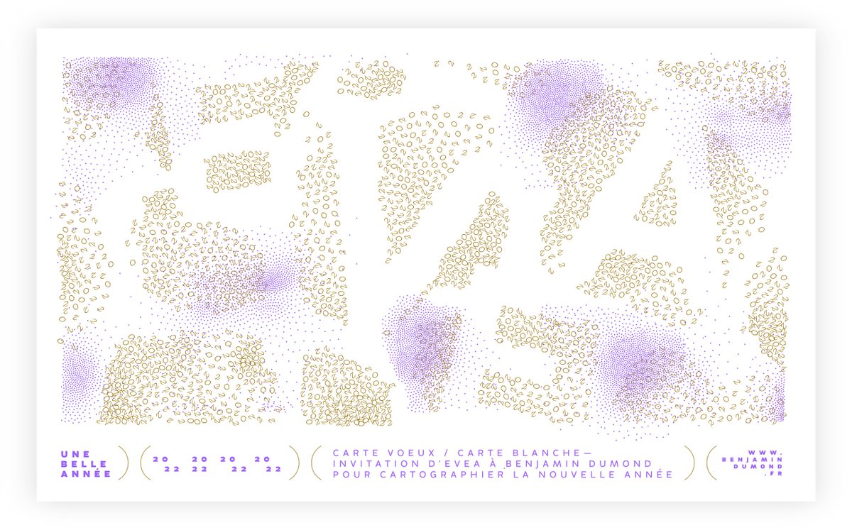 Janvier est déjà bien entamé, mais il est encore temps de souhaiter nos meilleurs vœux à toutes les personnes qui nous suivent !
En ce début d'année, @EveaSAS a donné carte blanche à Benjamin Dumond benjamindumond.fr pour créer notre carte de vœux 2022.

#art #2022