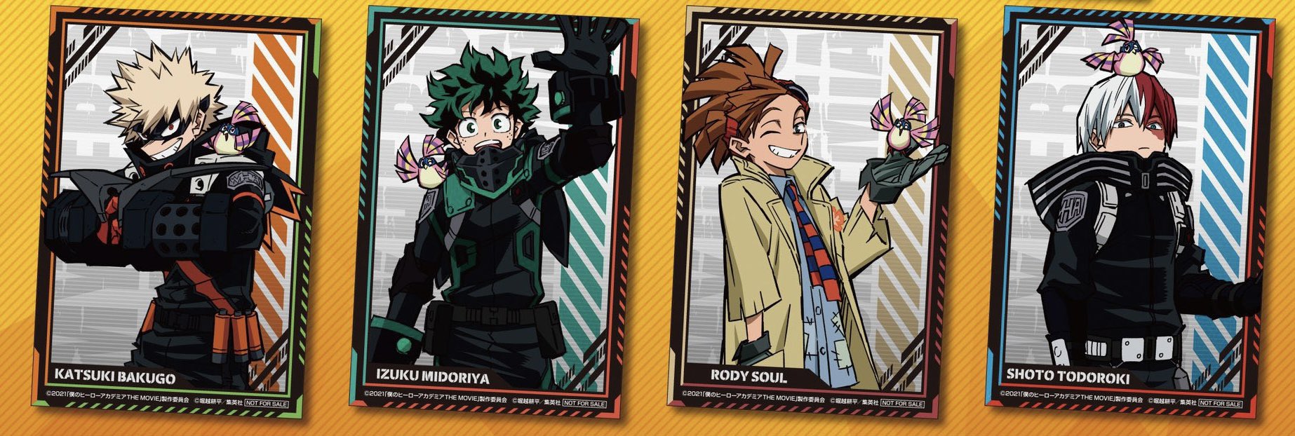 Visual de Deku, Bakugo e Todoroki em My Hero Academia: WORLD HEROS