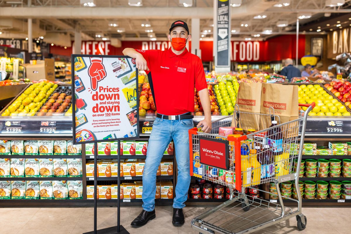 WinnDixie's tweet photo. We want to save you even more. So we're knocking prices down on over 150 of our most popular items. And they're STAYING down.👇 Now, that's a #WinnWin 🙌➡️ https://t.co/2lESEmfoHc https://t.co/9630EsY7DN