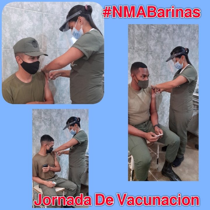 NMABarinas's tweet photo. #19Ener #NMABarinas presente inmunizando al personal de la #93BrigadaCaribes 3era dosis.
#VacunaCOVID19
#VacunarseNoCuesta
#DigesaludFANBCuidaTuSalud https://t.co/q0EFSbvwZb