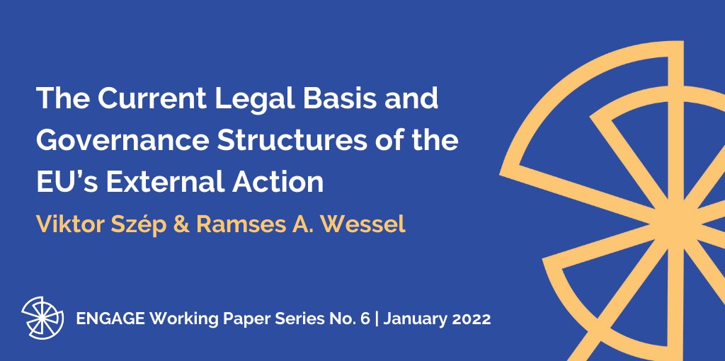 Promotional banner for ENGAGE Working Paper Series No. 6 | January 2022
Title: The Current Legal Basis and Governance Structures of the EU’s External Action
Authors: Viktor Szép & Ramses A. Wessel