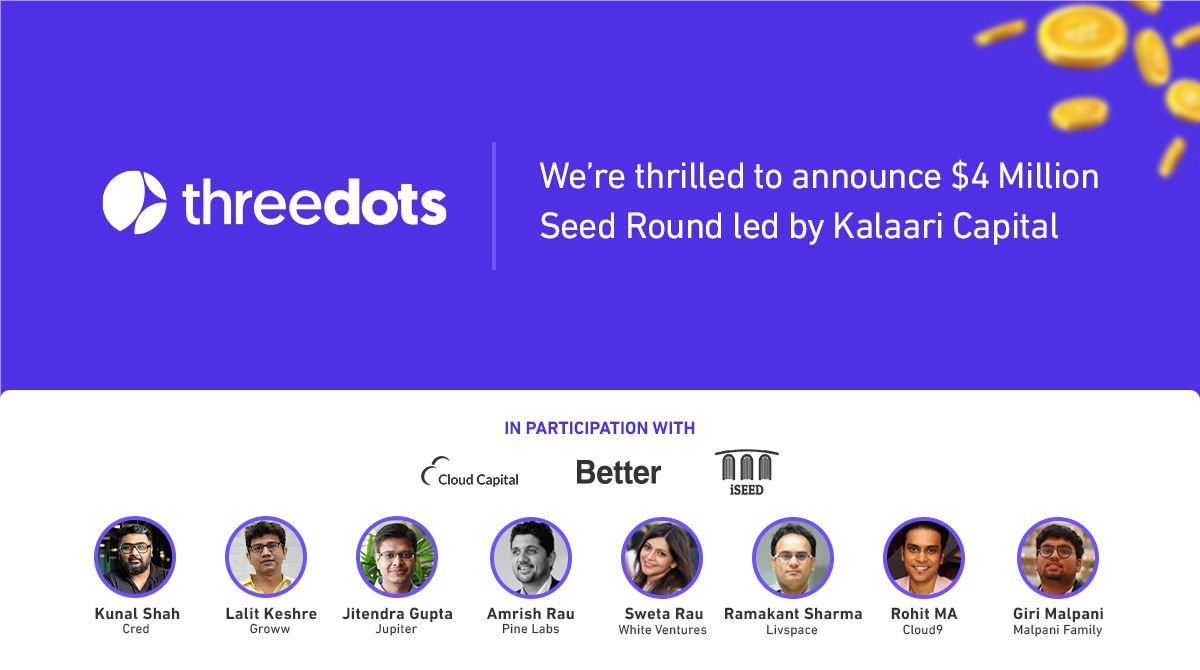 rishu3d's tweet image. Announcing our first round of financing of $4M led by  @Kalaari  @KiranVasireddy @vinesh_singodia 
@kunalb11 @lkeshre @vaibhavbetter @somani_utsav @kashisharma_ @miten @MalpaniGiri 

@mag_ops @akul1994 🚀