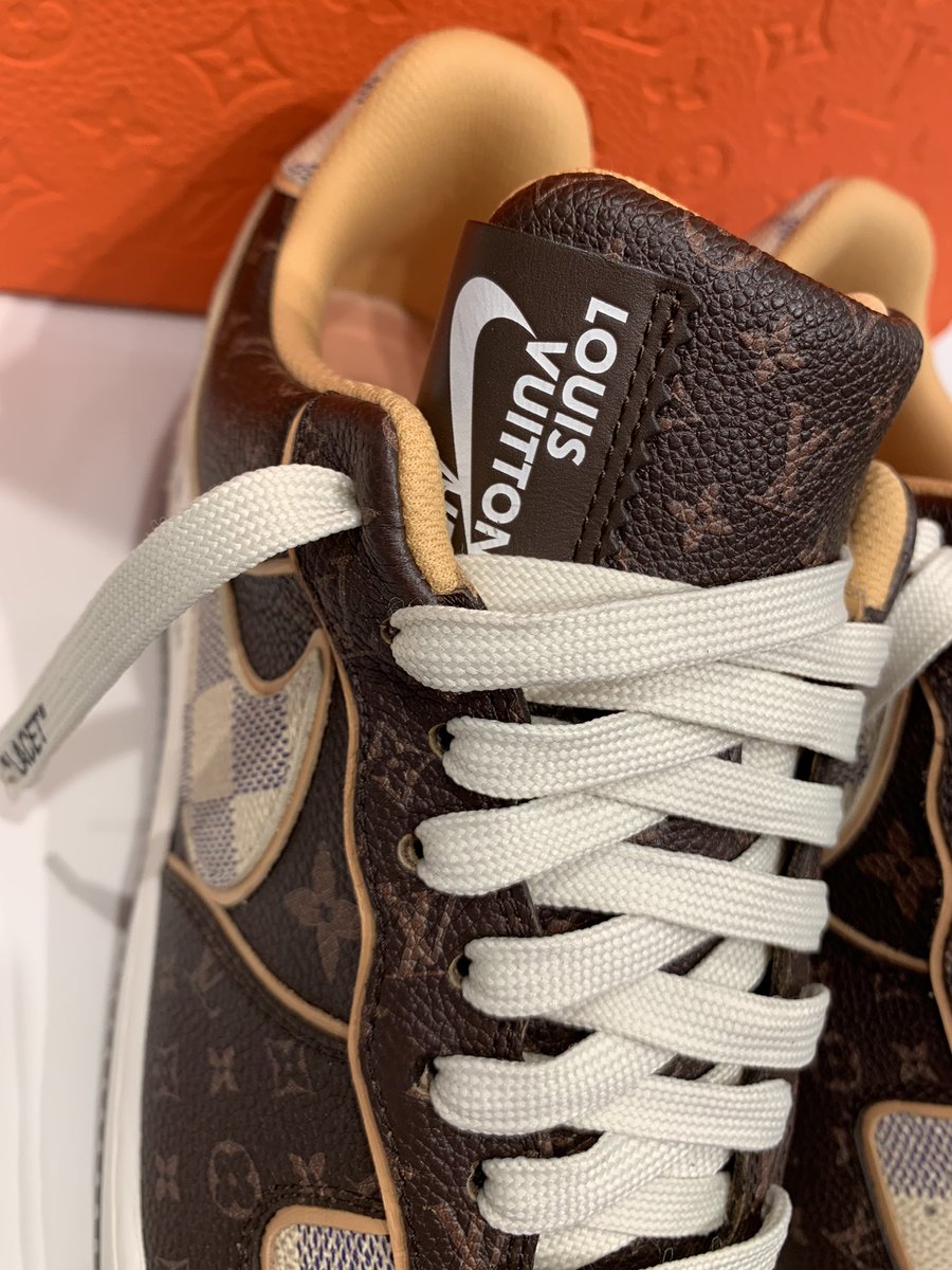brendandunne's tweet photo. Louis Vuitton x Nike Air Force 1 launch to begin exclusively via Sotheby’s auction on Jan. 26. Bidding starts at $2,000. https://t.co/t8wO47IvuN
