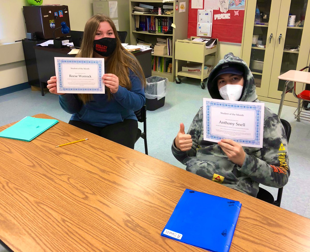 HolleyAltSchool's tweet photo. Congratulations to Reese and Anthony for receiving “Student of the Month” for being great for the bus driver that takes them to afternoon WEMOCO everyday! https://t.co/LQbyHR1Kef