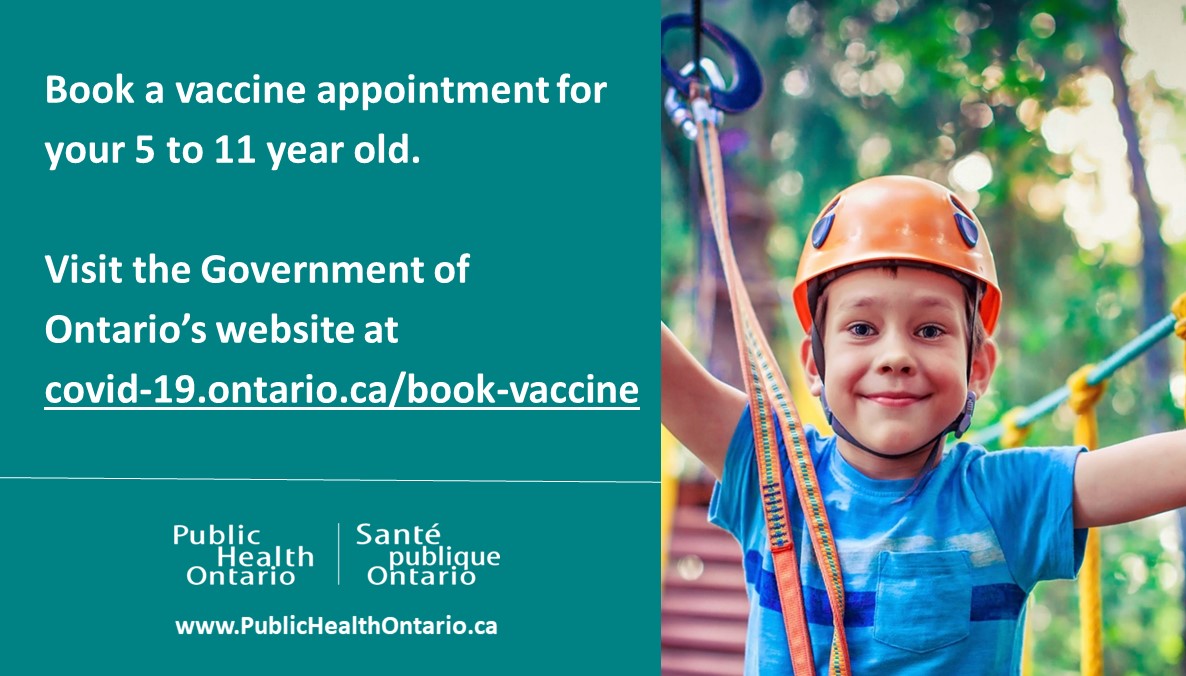 All Ontarians born in 2016 or earlier are now eligible to get vaccinated. You can book an appointment by visiting the Government of Ontario’s website at covid-19.ontario.ca/book-vaccine.