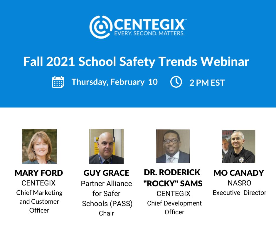 _CentegixOLD's tweet photo. Our Fall 2021 School Safety Report shows a dramatic increase in everyday safety events. Read more: https://t.co/Rbs2m0QvJx
Register for our Fall 2021 School Safety Trends Report webinar on Feb 10th for more insight: https://t.co/wAyKDpfp7g
#SchoolSafety #PushButtonHelpComes https://t.co/kyCmuKuvvH
