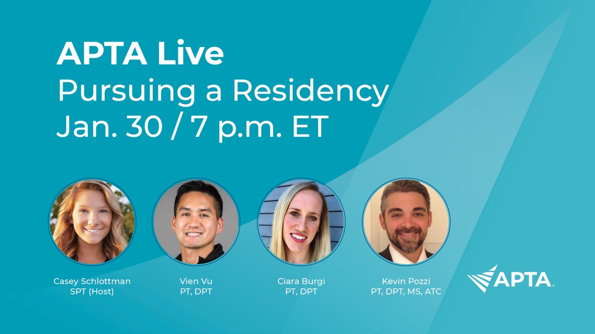 APTAStudents's tweet image. Unsure if residency training is something you should pursue? During this discussion, our panel will share their residency experiences and answer common questions like how to choose a residency program. bit.ly/3fDhgIy