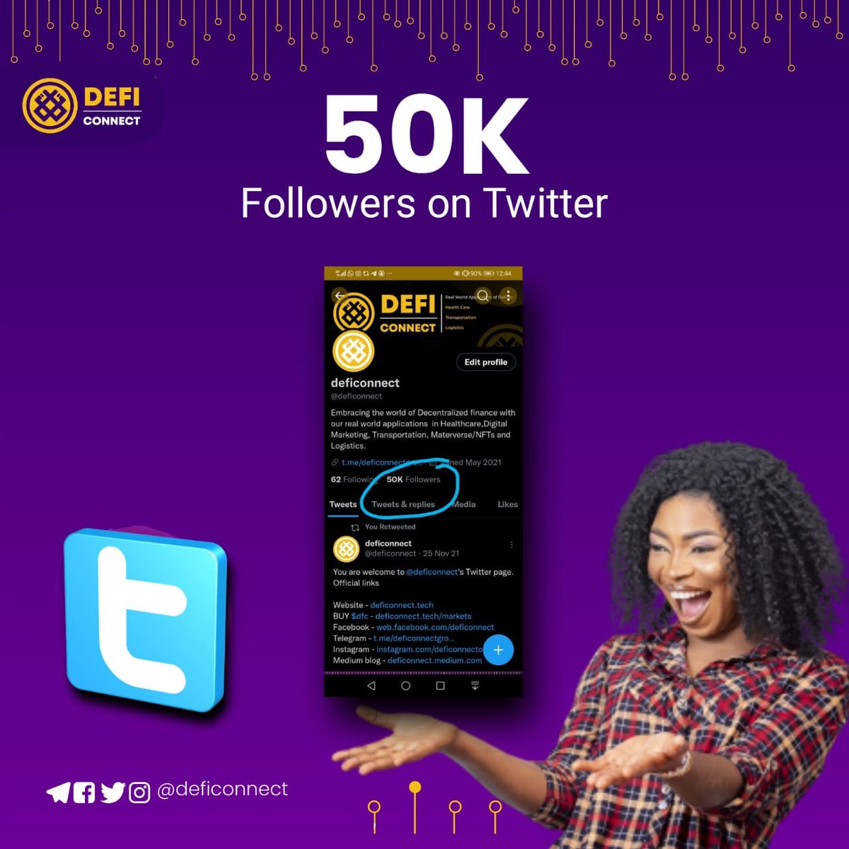 And we just hit 50k followers..

Thank you for the support deficonnectors..💪

Welcome aboard new members.
Let's keep up the spirit.

#dfc #deficonnect #USDT #NnamdiKanu  #Binance #DFCTipper  #SmartChain #AFCON2021  #cryptocurrency  #firstclass