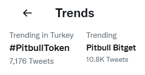 #PitbullToken is trending on @Twitter right now with Pitbull Bitget listing news!
2 trend topics at the same time🔥

Join $PIT army using #pitbulltoken hashtag and "Pitbull Bitget" news to spread the word: We are #Pitbullish 💪

#cryptocurrency #Blockchain #btc #bsc #bnb #bitcoin
