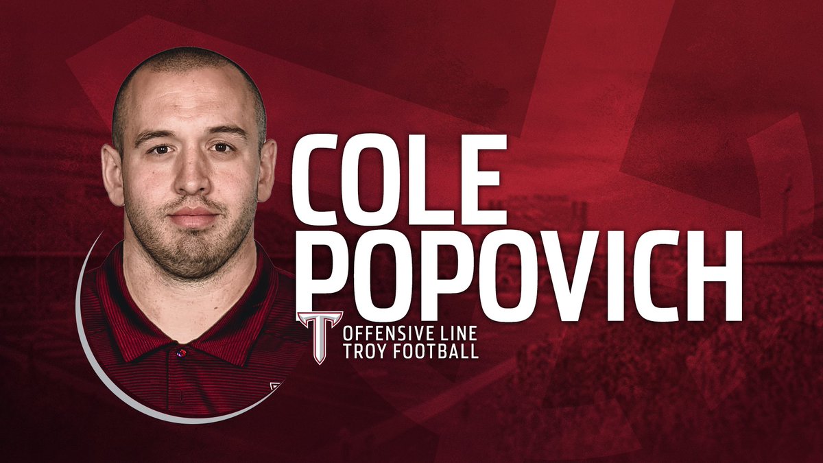 TroyTrojansFB's tweet photo. Welcome to The Vet, Cole Popovich!
⚔️ Six-Year NFL Coaching Veteran
⚔️ Two Super Bowl Titles
📰 - https://t.co/JTfIWOcLQc
#RiseToBuild | #OneTROY ⚔️🏈 https://t.co/bGIHrTEaaR