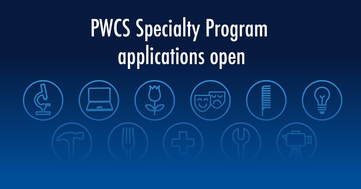 Important to note — Please review the application deadlines if you're interested in applying to a PWCS Specialty Program.

🗓 February 1: Transfer programs and Governor's School @ Innovation Park
🗓 March 15: Transport programs and Site-based programs (JROTC) (1/2) ⤵️
