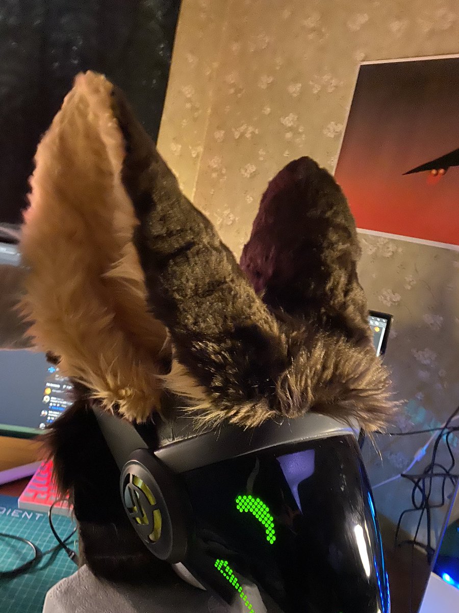 Finally making some progress on my Protogen, wondering if anyone could give some feedback/thoughts on these ears, I love them but worried they’re a bit too big. Included some who’ve inspired me regarding protogens <a href="/Feronium/">Feronium 🔜 NFC</a> <a href="/KaiborgStudios/">Kaiborg Studios</a> <a href="/Stickily/">Jenya</a> <a href="/DrWildlife/">Dr. Wildlife</a>
