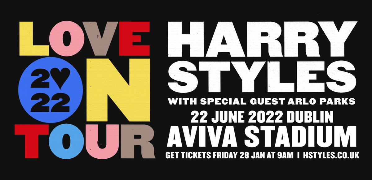 RTE2fm's tweet photo. Oh it's gonna be the hottest gig of the summer 🥳

@Harry_Styles Love On Tour 2022, Aviva Stadium June 22nd!

Tickets on sale Friday January 28th from 9am.. https://t.co/ZxvmR3Mpo0