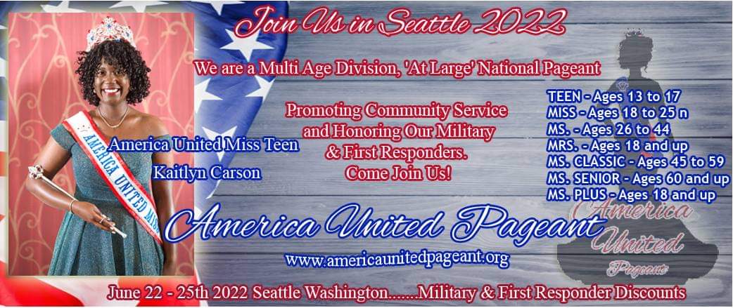 PageantUnited's tweet image. Join us in Seattle June 22nd through the 25th. Enter before February 15th and take $100 off your entry fee. Go to americaunitedpageant.org and enter today 👑👑