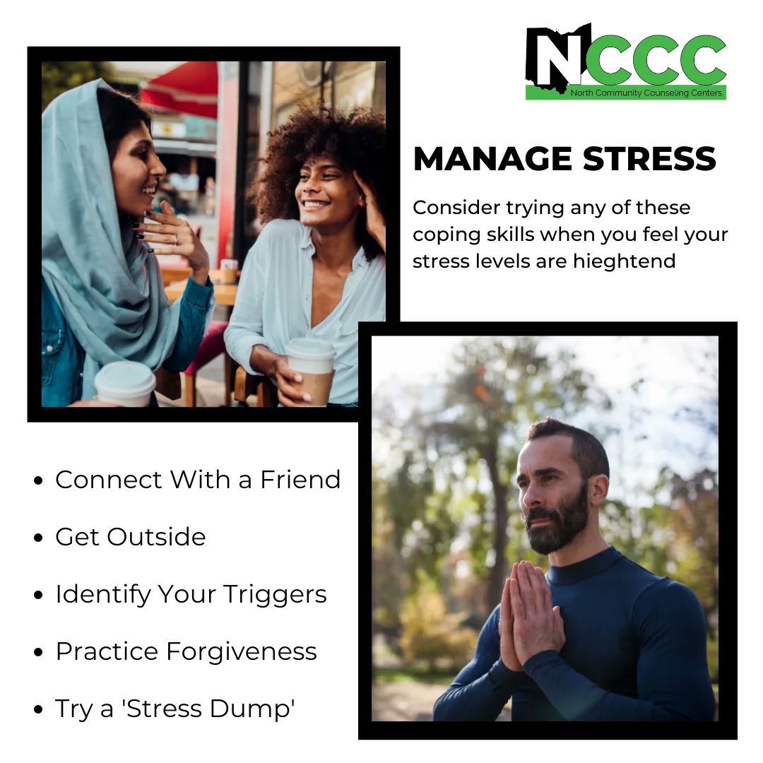 NCCC1968's tweet photo. There isn't one clear answer as to how you should manage your stress, but the good thing is there are so many different things to try. 

Consider setting goals to get outside during the day time or connect with a friend when stress levels my be high. 💚
https://t.co/oKkWml76oJ https://t.co/kNJLZciX4T