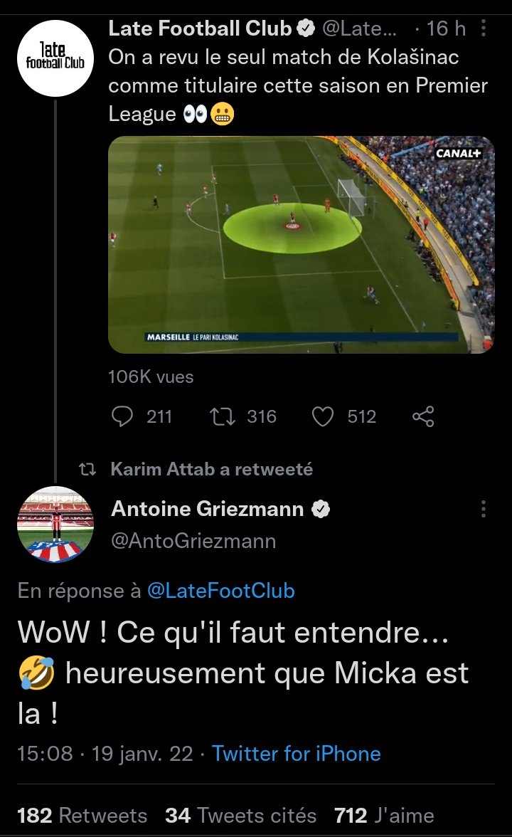 Made_In_0M's tweet photo. Griezmann défend Kolasinac et remercie Landreau de le défendre également :

#TeamOM https://t.co/qHfH0OKQfb