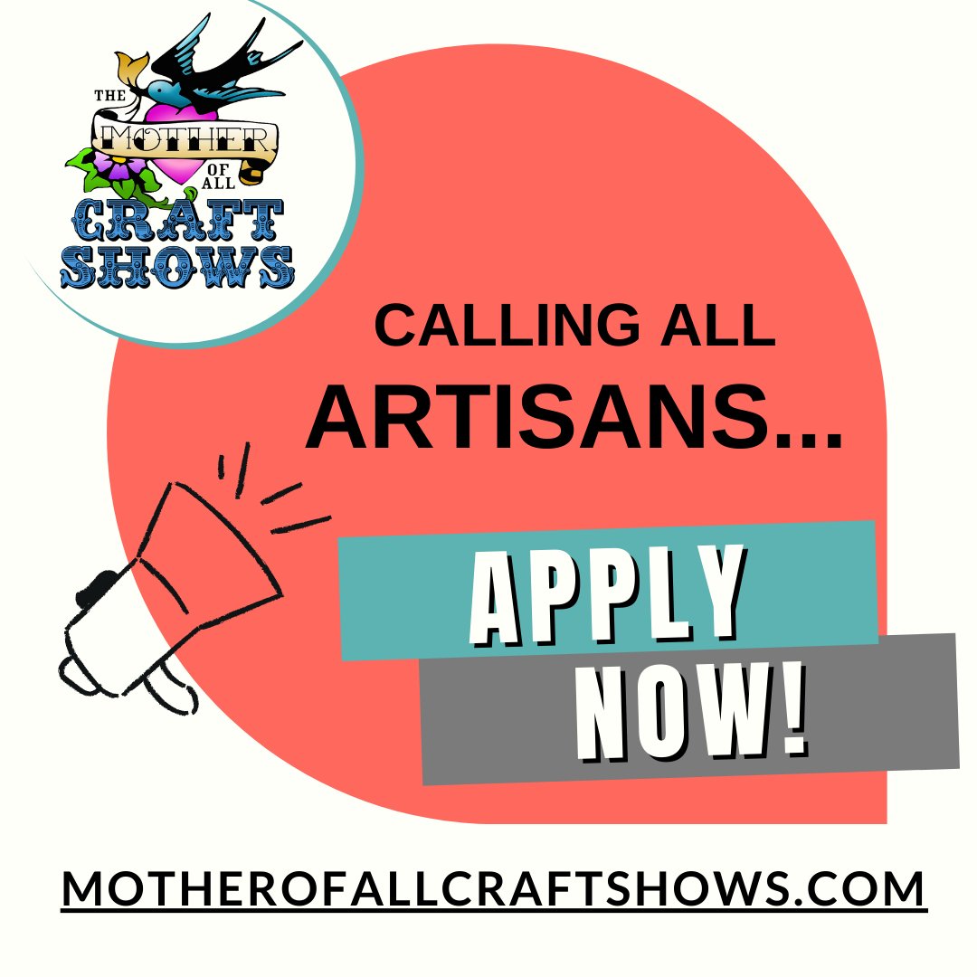 APPLY NOW! to The Mother of all Craft Shows 2022 artisan market!  Visit motherofallcraftshows.com for more info and to submit your application today!
(Application Deadline is Feb 7!) - mailchi.mp/087af5e0f9a6/t…