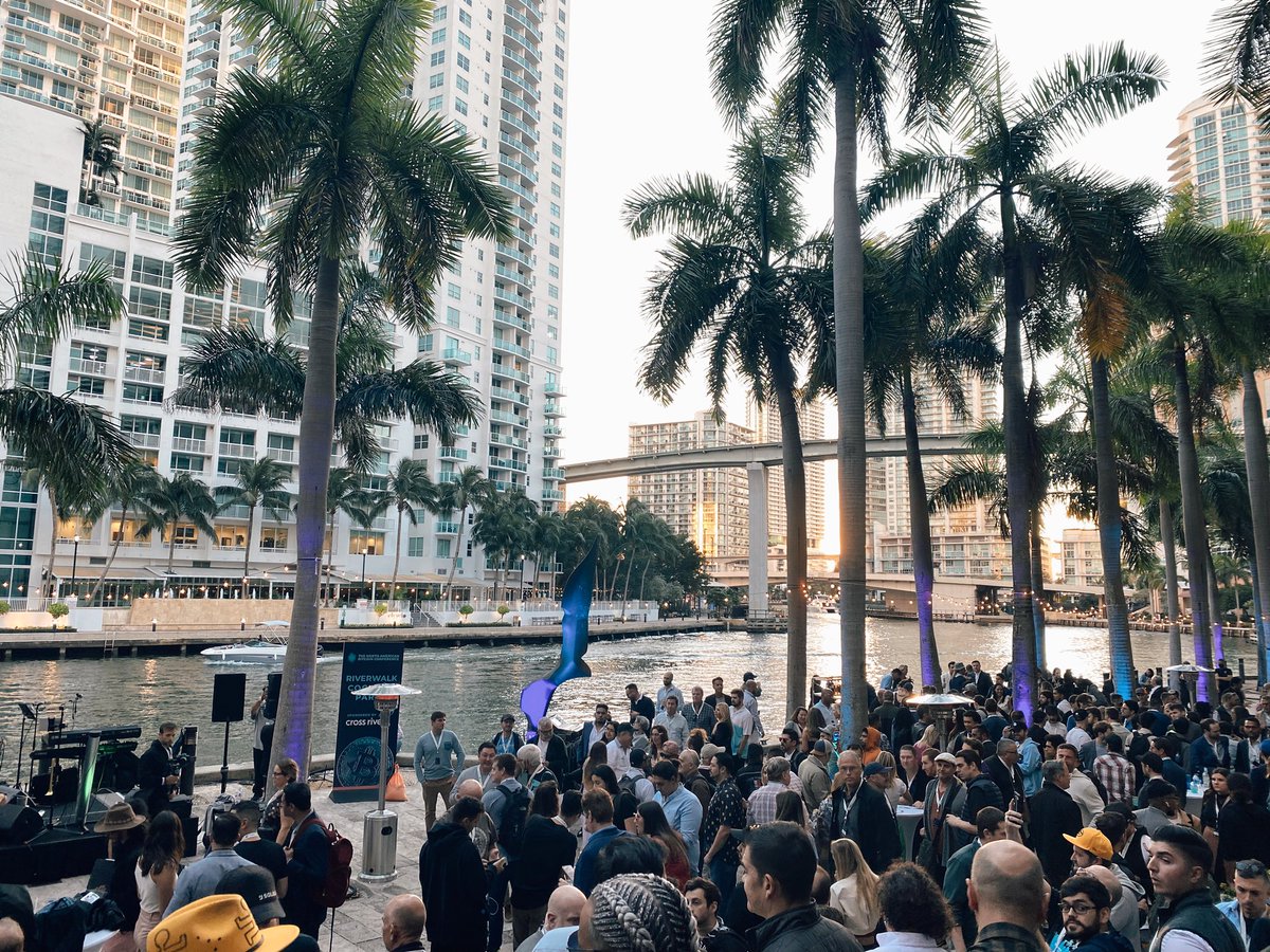 crossriverbank's tweet photo. Thanks to all the #TNABC attendees who joined us last night as we hosted our Riverwalk Cocktail Party to end Day 2 off right! 🍸

Don’t forget to catch #CrossRiver’s @ramahluwalia’s panel today at 11:45 AM ET! 

#CryptoAtCrossRiver #BTC #NFTs #Miami https://t.co/kXNXXA1HNn